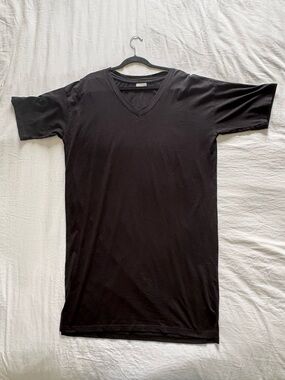 Kaffe Black T-Shirt Dress | Minimalist Jersey Shift | Size Large